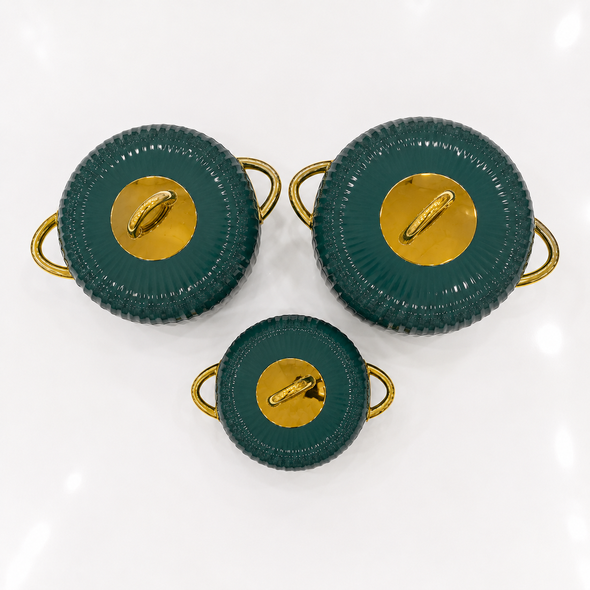 Hotpot 3 pcs Set - 1 Ltr, 2 Ltr & 3.5 Ltr -Green