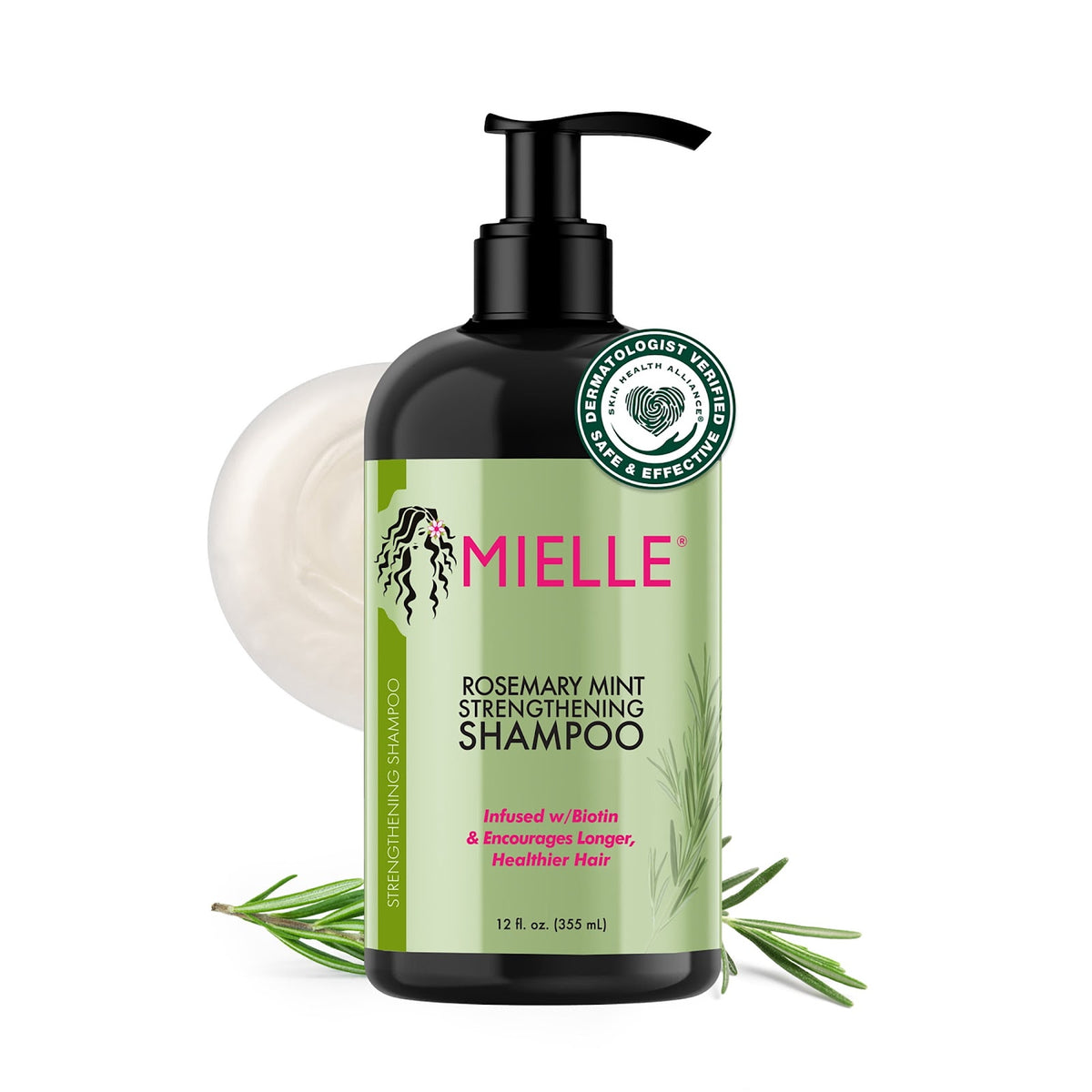 MIELLE ROSEMARY MINT STRENGTHENING SHAMPOO STRENGTHENING SHAMPOO Infused w/Blotin & Encourages Longer, Healthier Hair 12 fl.oz.(355ml)