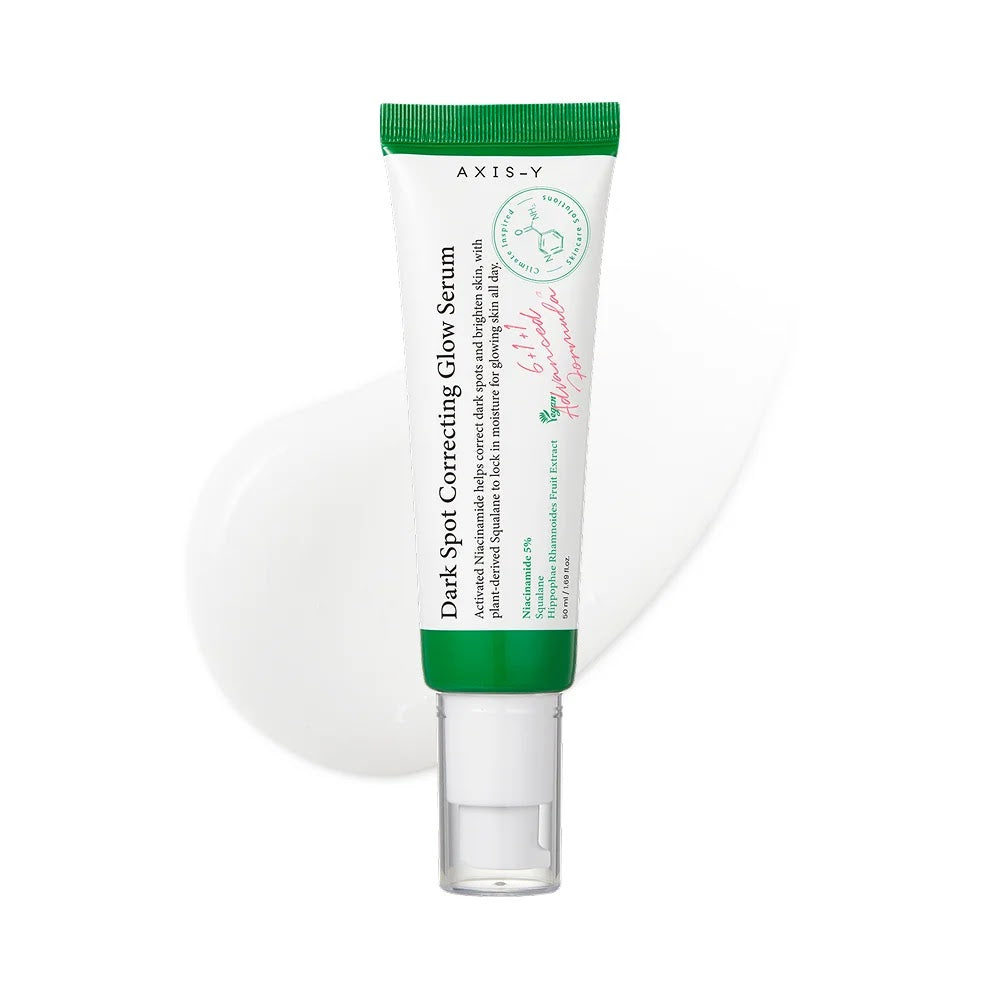 Dark Spot Correcting Glow Serum Activated Niacinamide improves the appearance of dark spots and helps brighten skin, while plant-derived Squalane locks in moisture for glowing skin all day