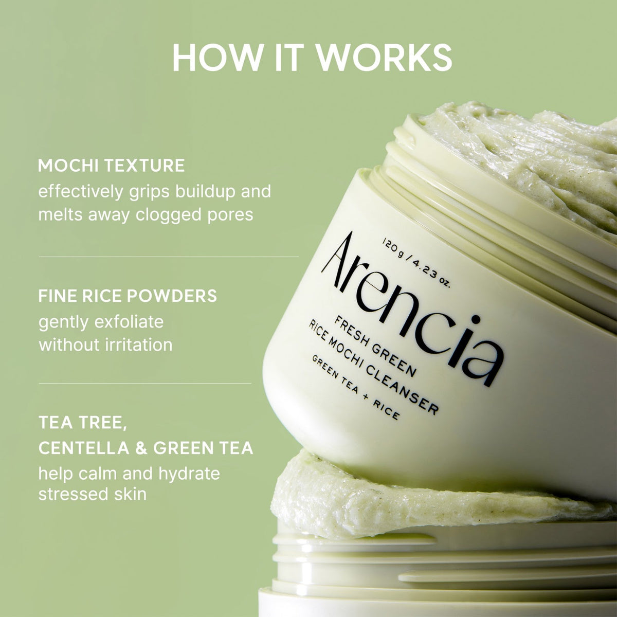 FRESH GREEN RICE MOCHI CLEANSER DEEP PORE CLEANSING IMPROVE SKIN TEXTURE GENTLE EXFOLIATION