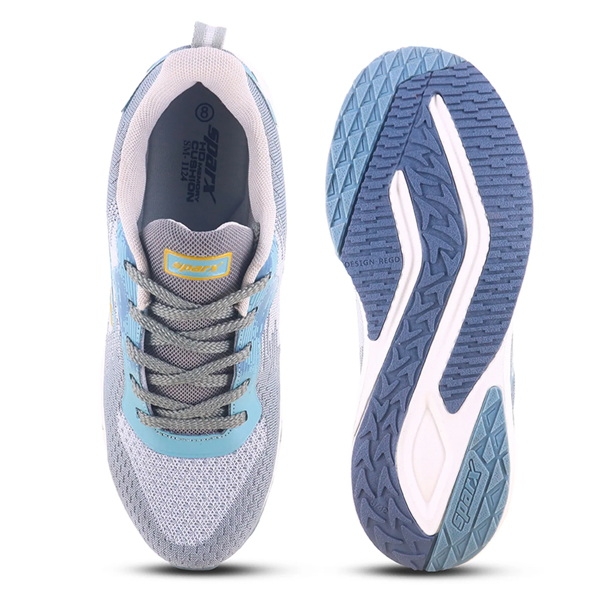 Sparx SM 1124 Men's Sports Shoes - Grey Yellow