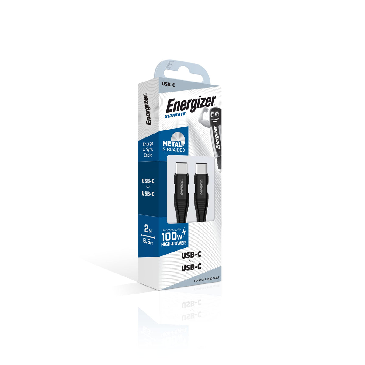 ENERGIZER Cable USB/USBC Metal 100W 2M BK