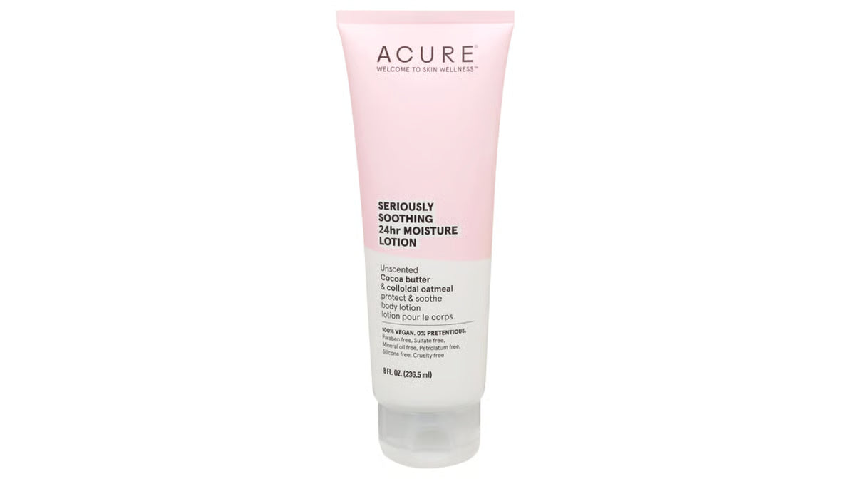 ACURE WELCOME TO SKIN WELLNESS™ SERIOUSLY SOOTHING 24hr MOISTURE LOTION Unscented Cocoa butter & colloidal oatmeal protect & soothe body lotion lotion pour le corps