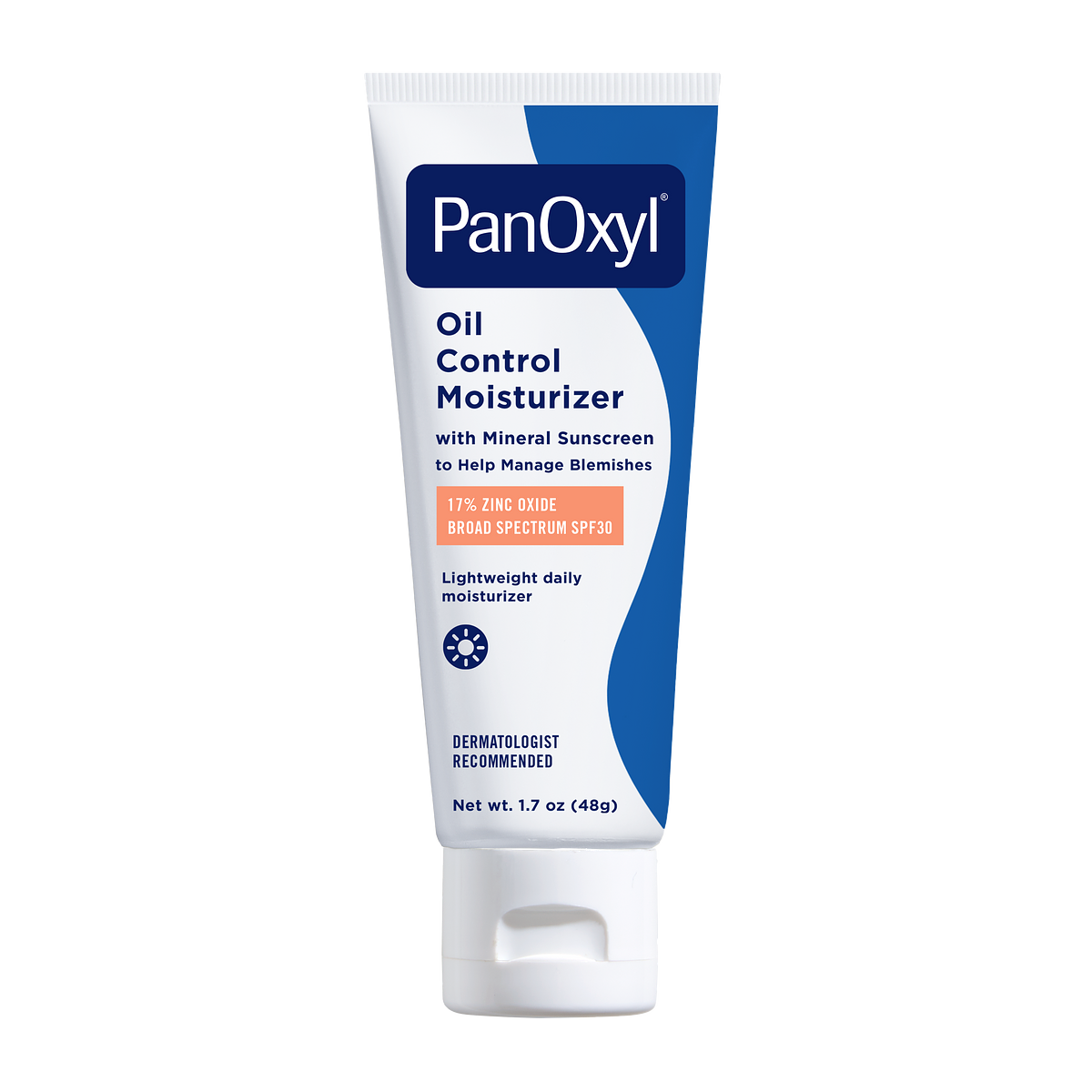 PanOxyl Oil Control Moisturizer with Mineral Sunscreen to Help Manage Blemishes 17% ZINC OXIDE BROAD SPECTRUM SPF30