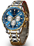 POEDAGAR MENS WATCH TOW TONE BLUE
