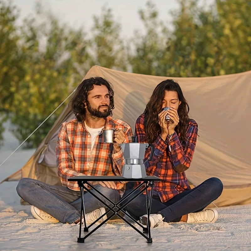 1pcSmall Portable Folding Stainless Steel Multifunctional Outdoor Camping Side Table for Beach Picnic BBQ Hiking Boating Cooking