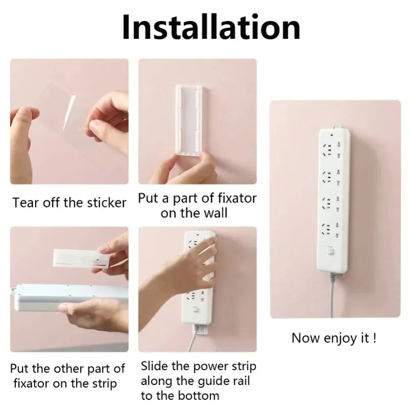 1/3/5/8/10PCS Self-Adhesive Desktop Socket Fixer Hanging Power Strip Cable Organizer Wall Holder Fixator Removable Wall-Mounted