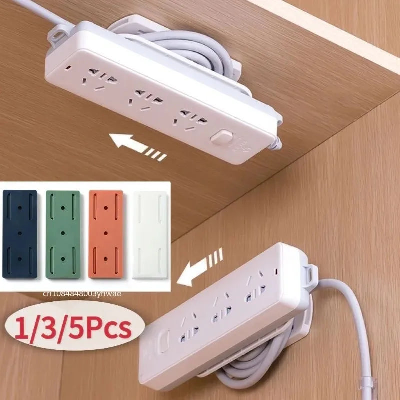 1/3/5/8/10PCS Self-Adhesive Desktop Socket Fixer Hanging Power Strip Cable Organizer Wall Holder Fixator Removable Wall-Mounted