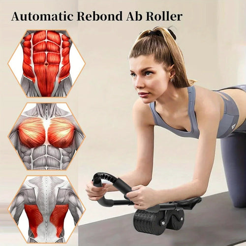 2-in-1 Dual Wheel Abdominal Exercise Roller Non-slip Stable Fitness Equipment Home Gym Belly Shaping Core Trainer For Beginners