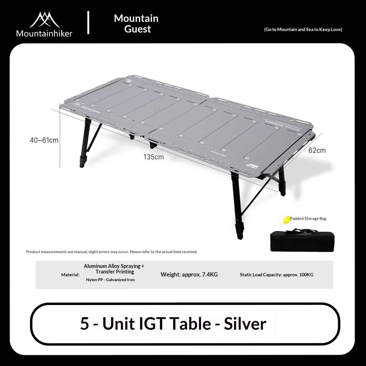 MOUNTAINHIKER New 5-Unit IGT Table Portable Camping IGT System Table Detachable Multifunctional Outdoor Picnic BBQ Cooking Table