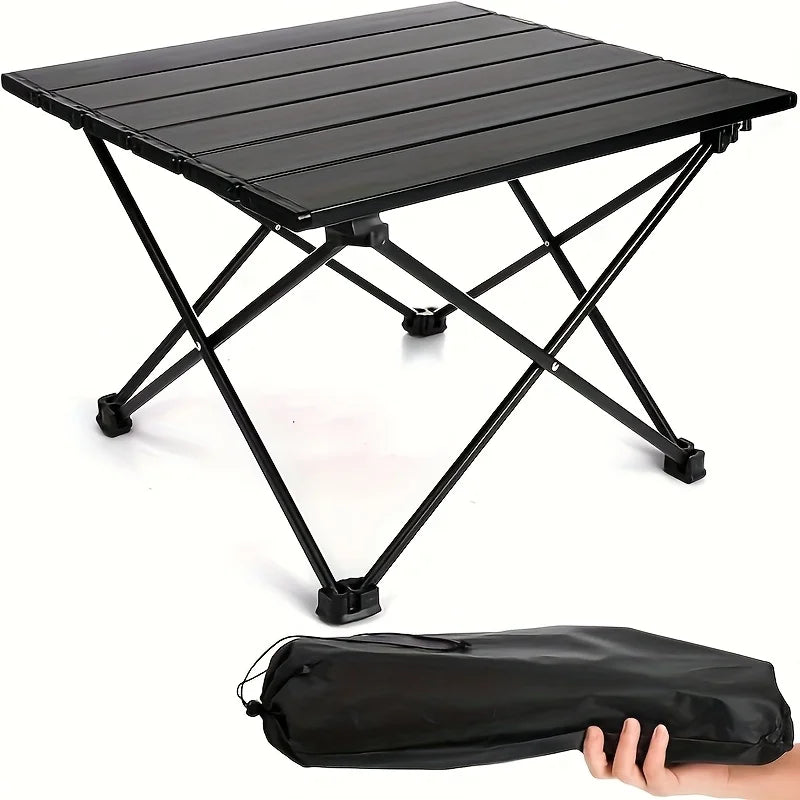 1pcSmall Portable Folding Stainless Steel Multifunctional Outdoor Camping Side Table for Beach Picnic BBQ Hiking Boating Cooking