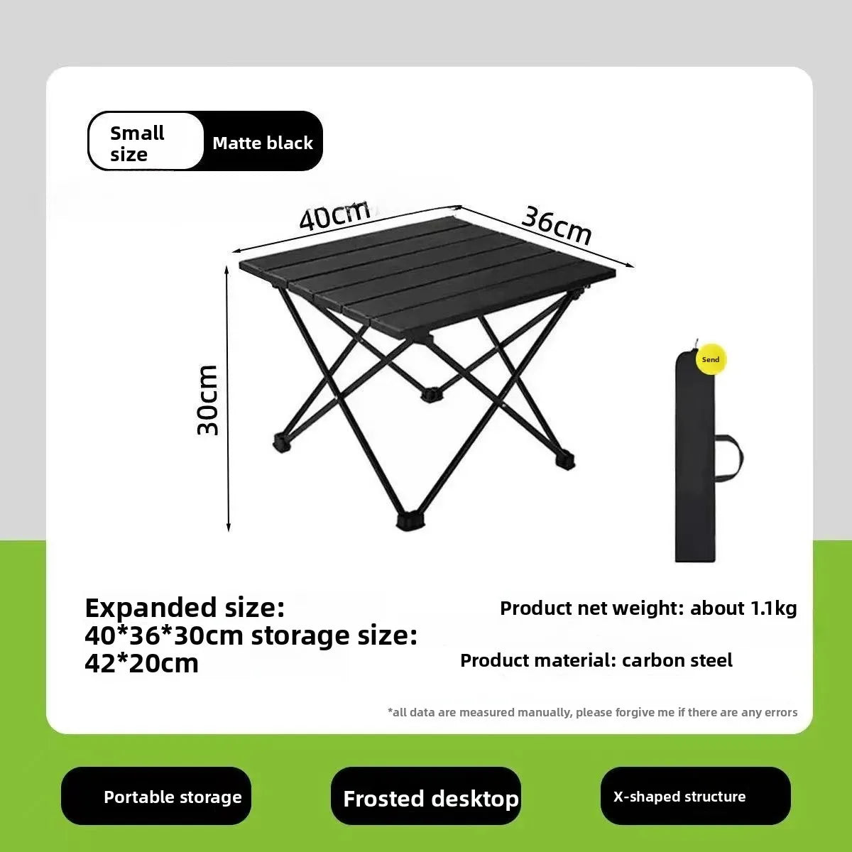 1pcSmall Portable Folding Stainless Steel Multifunctional Outdoor Camping Side Table for Beach Picnic BBQ Hiking Boating Cooking