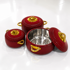 Hotpot 3 pcs Set - 1 Ltr, 2 Ltr & 3.5 Ltr - Red