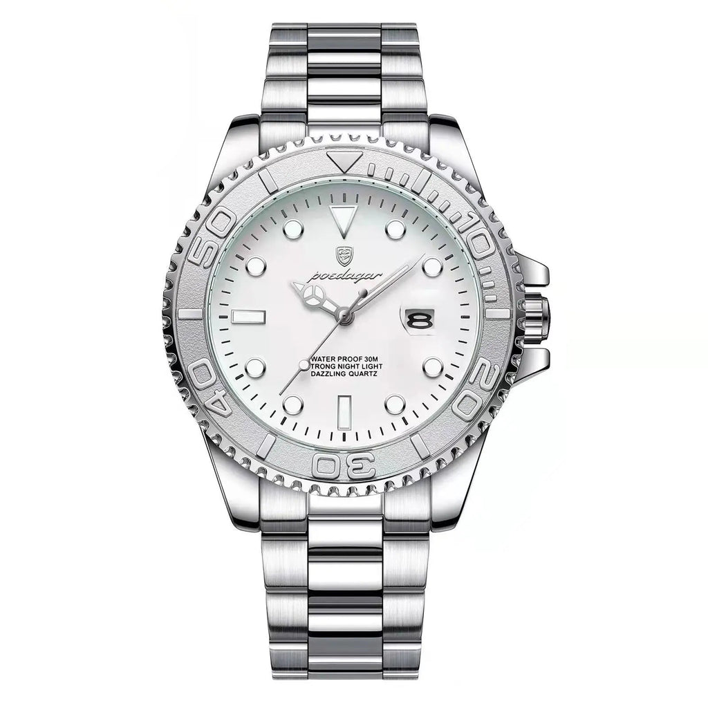 POEDAGAR MENS WATCH TWO TONE SILVER