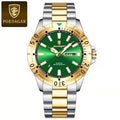 POEDAGAR MENS WATCH TOW TONE GREEN