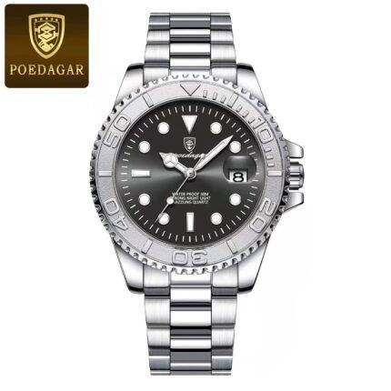POEDAGAR MENS WATCH SILVER BLACK